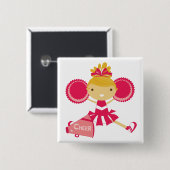 Cheerleader in Red Vierkante Button 5,1 Cm (Voorkant /achterkant)