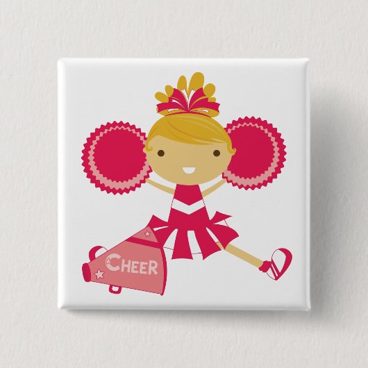 Cheerleader in Red Vierkante Button 5,1 Cm (Voorkant)