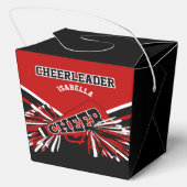 Cheerleader in rood, wit en zwart bedankdoosjes (Achterkant)