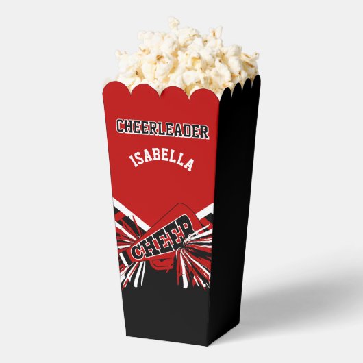 Cheerleader in rood, wit en zwart bedankdoosjes (Popped)