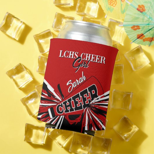 Cheerleader in rood, wit en zwart blikjeskoeler (Insitu Zomer)