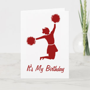 Cheerleader in Silhouette Birthday Party Card Kaart