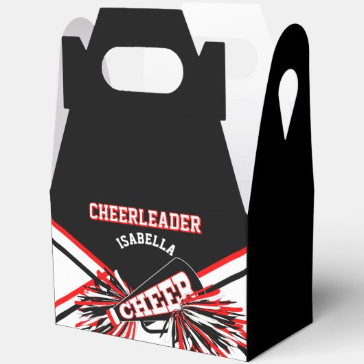 Cheerleader in zwart, wit en rood bedankdoosjes (Open)