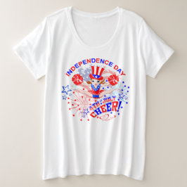Cheerleader, Independence Day, 4 juli, Cheer Grote Maat T-shirt
