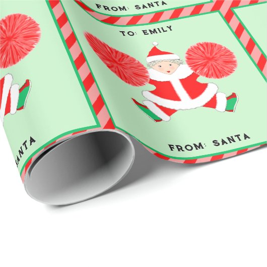 Cheerleader Kerstfeestdag Gift Cadeaupapier (Rol Hoek)