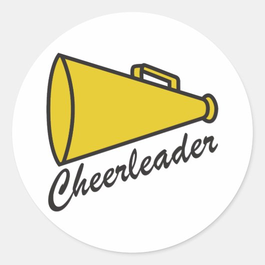CHEERLEADER MEGAPHONE RONDE STICKER (Voorkant)