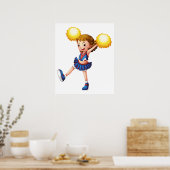 Cheerleader met Gele Pom Poms Poster (Keuken)
