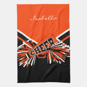 Cheerleader Outfit in het Oranje, zwart en wit Theedoek