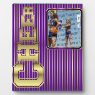 Cheerleader Paars en Gold Photo Plaque Fotoplaat