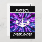 Cheerleader Paarse en Blue Explosion Briefkaart (Voorkant / Achterkant)
