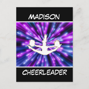 Cheerleader Paarse en Blue Explosion Briefkaart