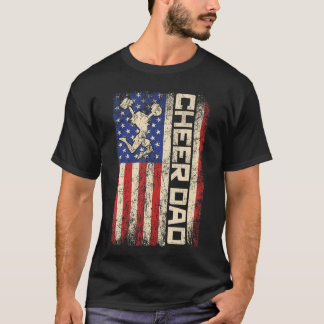 Cheerleader Papa Funny Cheer Papa Amerikaanse Vlag T-shirt