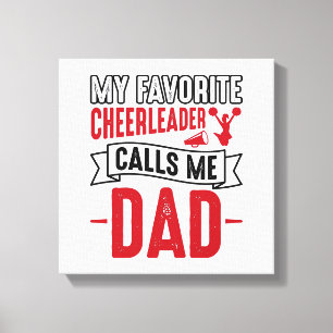 Cheerleader Papa Vintage Gravure Shirt Ontwerp_1 Canvas Afdruk