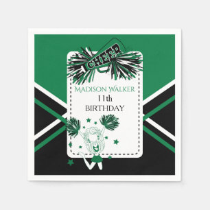 Cheerleader Party Groen, Zwart, Wit Servet