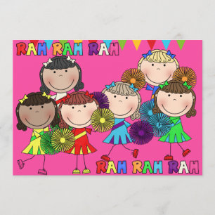 Cheerleader Party Party Birthday Invitation Kaart