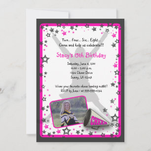 Cheerleader Photo Invitation Kaart