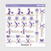 Cheerleader Pom Labels Gepersonaliseerd | School