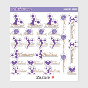 Cheerleader Pom Labels Gepersonaliseerd   School