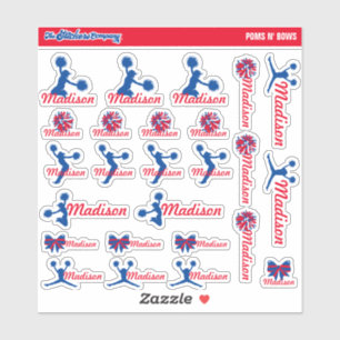 Cheerleader Pom Labels Gepersonaliseerd School
