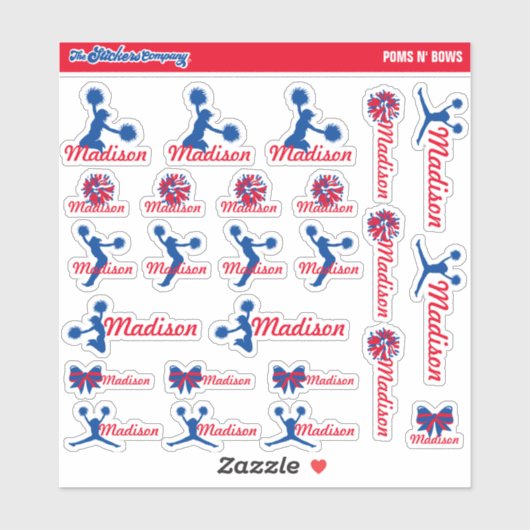 Cheerleader Pom Labels Gepersonaliseerd | School (Vel)