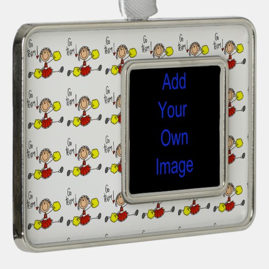 Cheerleader Red Go Team Verzilverd Kader Ornament (Rechts)