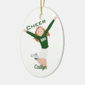 Cheerleader Redhead Green & White Keramisch Ornament (Links)