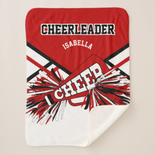 Cheerleader - rood, wit en zwart sherpa deken
