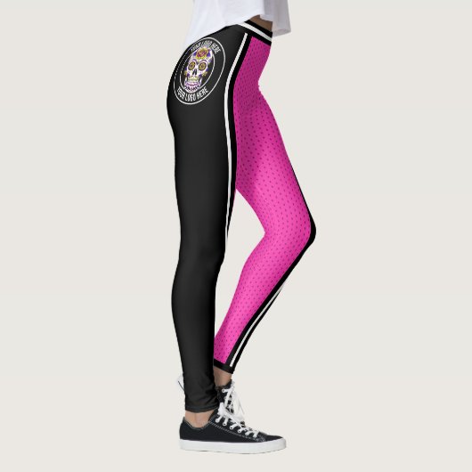 Cheerleader Roze Zwart Breed Gestreepte Varsity Sp Leggings (Rechts)