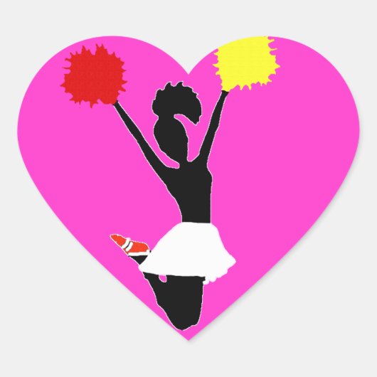 Cheerleader Silhouette Hart Sticker (Voorkant)