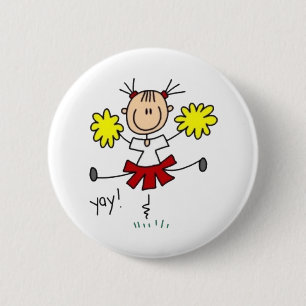 Cheerleader Stick Fgure Ronde Button 5,7 Cm