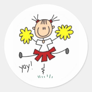 Cheerleader Stick Fgure Ronde Sticker