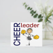 Cheerleader Stick Figuur Briefkaart (Staand voorkant)