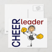Cheerleader Stick Figuur Briefkaart (Voorkant / Achterkant)