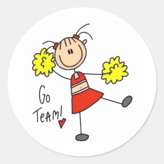 Cheerleader Stick Figuur Ronde Sticker (Voorkant)