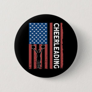Cheerleader Usa Vlag Cheerleading Ronde Button 5,7 Cm