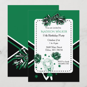 Cheerleader Verjaardagsfeest in Groen Kaart