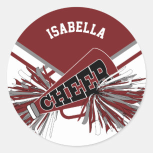 📣 Cheerleader  - Wit, Wijnrood en Grijs Ronde Sticker