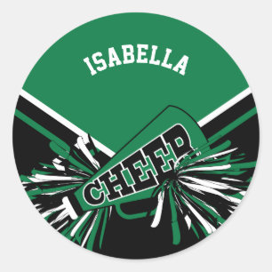 📣 Cheerleader - Zwart, Groen en Wit Ronde Sticker