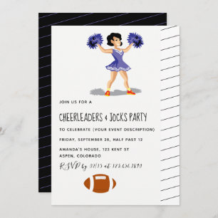 Cheerleaders and Jocks Party Invitation Kaart