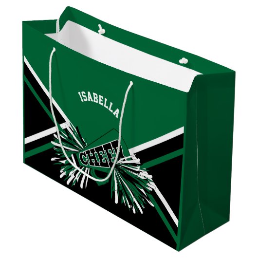 Cheerleaders - donkergroen, zwart, wit - groot large cadeauzakje (Voorkant Gekanteld)
