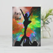 Cheerleaders in een Colorburst Invite Kaart (Staand voorkant)