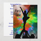 Cheerleaders in een Colorburst Invite Kaart (Voorkant / Achterkant)