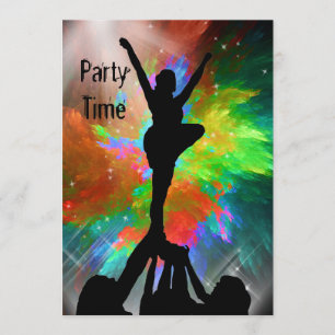 Cheerleaders in een Colorburst Invite Kaart