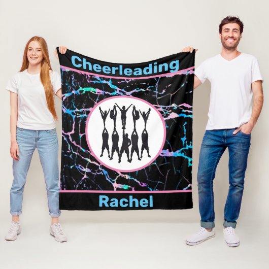 Cheerleading Black Abstract Fleece Blanket Deken (In situ)