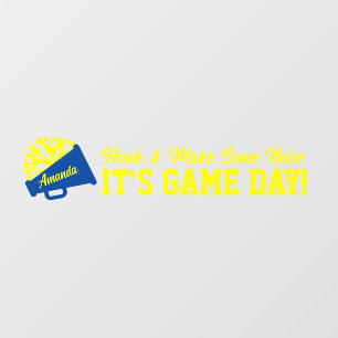 Cheerleading Blauw en Geel Wedstrijddag Rugzak Raamsticker