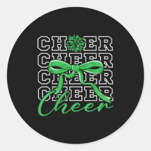 Cheerleading Cheer Groene Coquette Strik Cheerlead Ronde Sticker