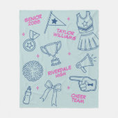 Cheerleading Doodle Cheer Team Senior Night Fleece Deken (Voorkant)