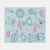 Cheerleading Doodle Cheer Team Senior Night Fleece Deken (Voorkant (Horizontaal))