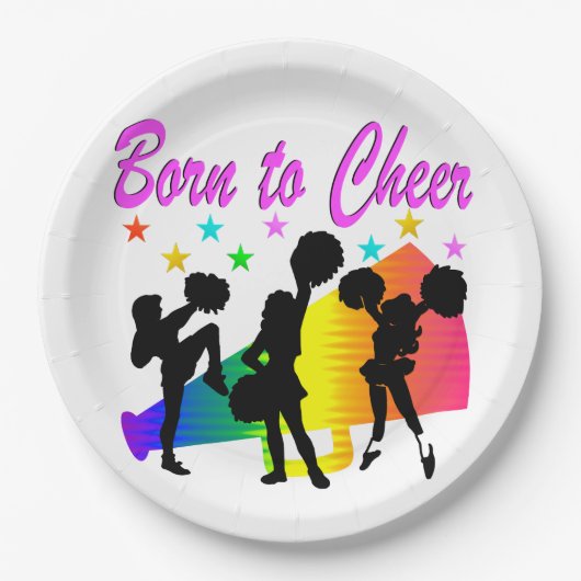 CHEERLEADING RAINBOW MEGAPHONE DESIGN PAPIEREN BORDJE (Voorkant)