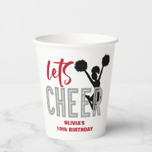 Cheerleading Rood Zilver Zwart Cheer Verjaardag Papieren Bekers
